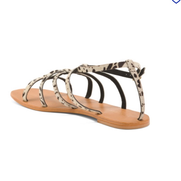 New Torgeis Size 10 Sandals Leather Pony Print Flat Shoes - Picture 2 of 8